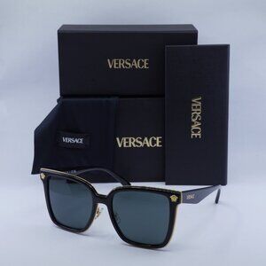 Versace VE2278D GB1/87 Square Sunglasses - Black/Gold/Grey